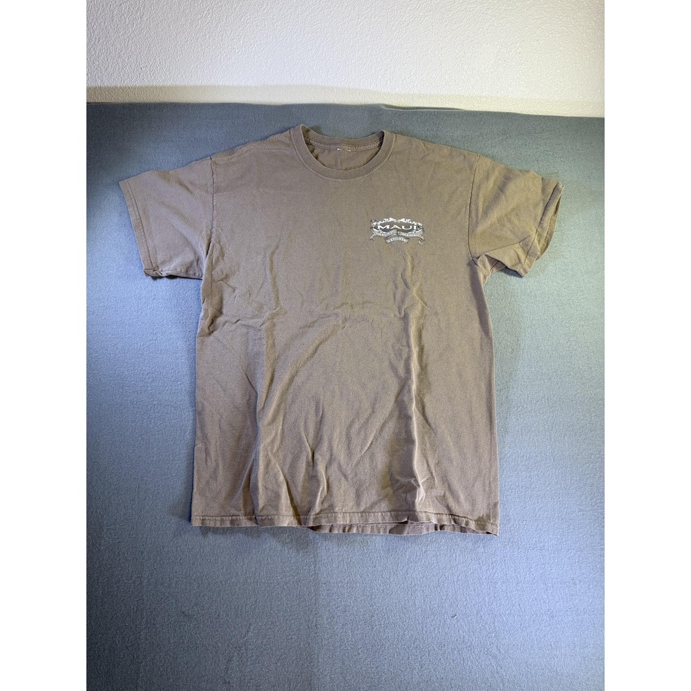 Maui Hawaii Map Shirt Mens M Brown Graphic Tee Travel Souvenir Tourist Beach